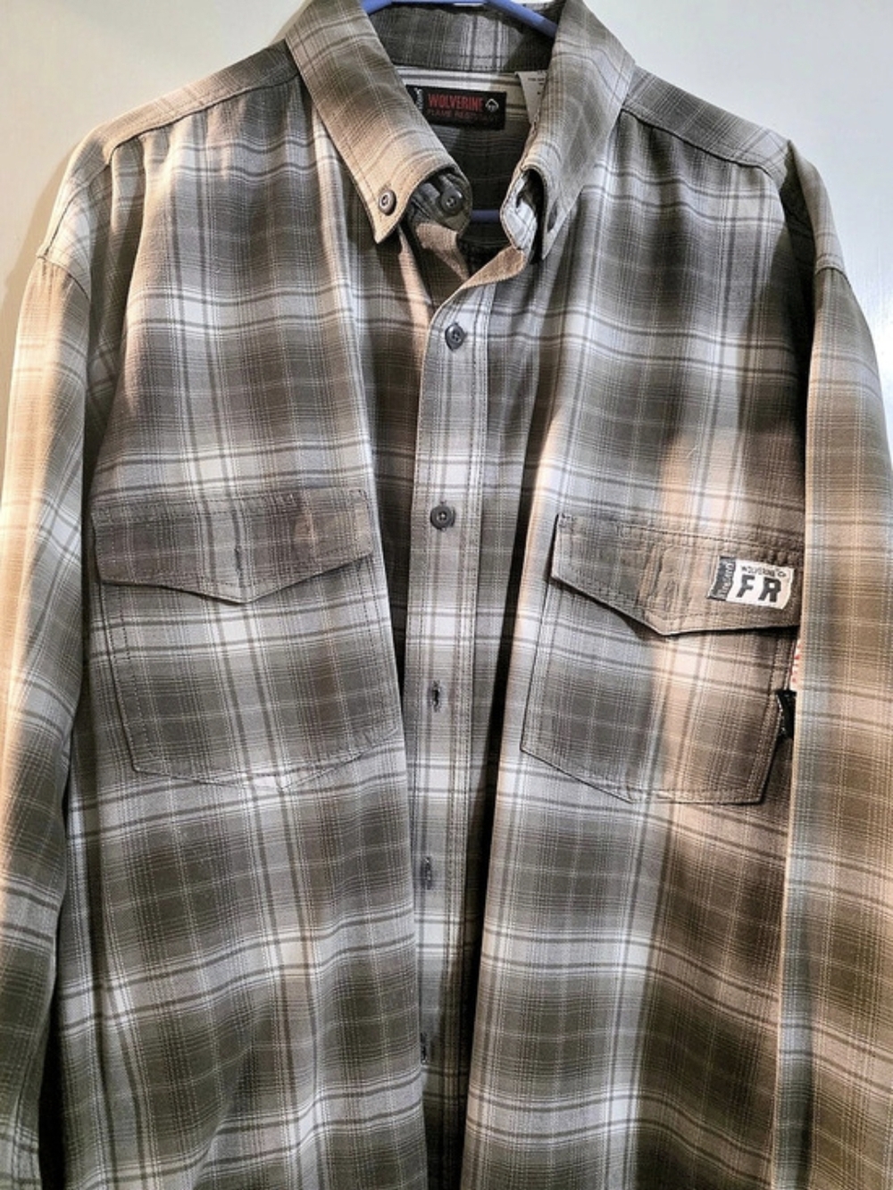 Firefly Wolverine Flame Resistant Plaid Button Down in Gray XXL Like New